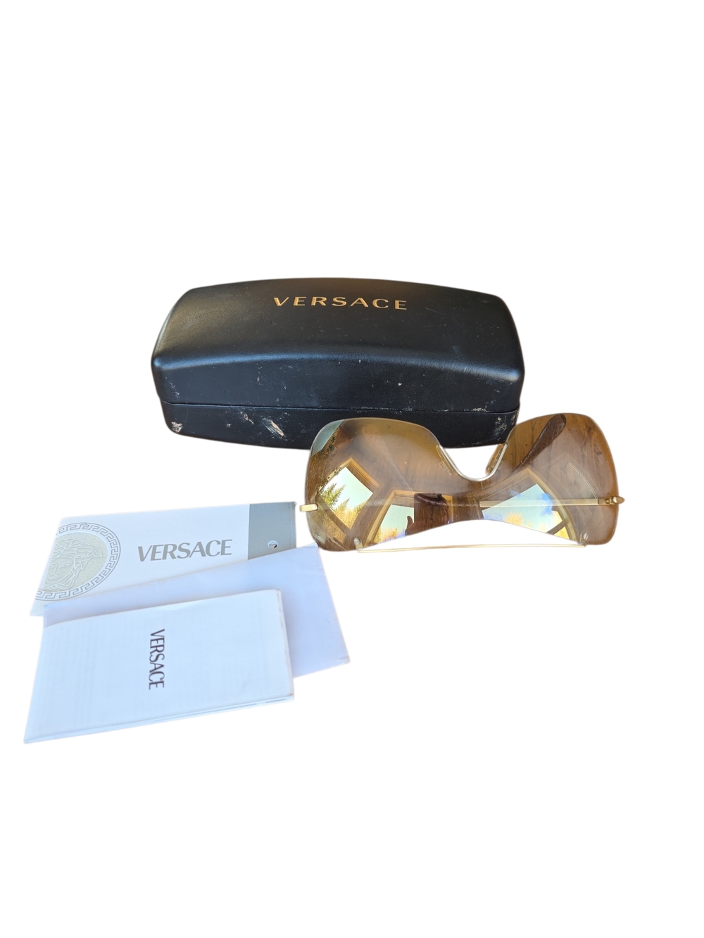Versace Rimless Sunglasses in Gold, With COA